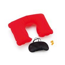 Set de descanso con almohada, antifaz y tapones Roj