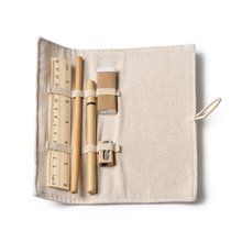 Set de escritura con estuche de yute y algodón Crudo