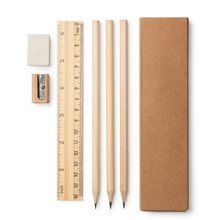 Set de escritura de madera natural Crudo