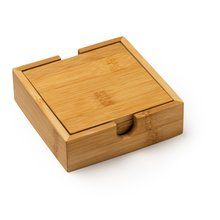 Set de posavasos de bambú con caja Crudo