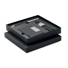 Set de regalo con bolígrafo, llavero y tarjetero Negro
