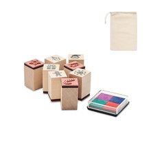 Set Sellos Navideños Madera y Tinteros Beig