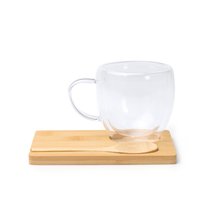 Set de taza, posavasos y cuchara Transparente