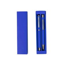 Set bolígrafo y roller acabado goma Azul