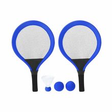 Set de juegos con raquetas pelotas y pluma Azul