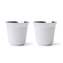 Set de 2 vasos de acero inox mate 80 ml Blanco