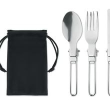 Set de 3 Cubiertos Camping Inox Negro