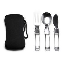 Set de 3 cubiertos plegables de acero Negro