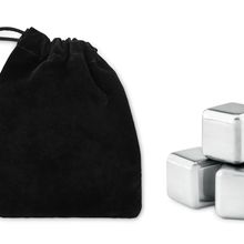 Set 4 cubitos de hielo reutilizables con funda Negro