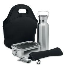 Set Almuerzo Inox con Cubiertos Negro