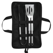 Set de barbacoa con 3 piezas de acero inox. Negro