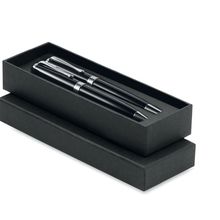 Set de bolígrafo y roller de acero inoxidable Negro