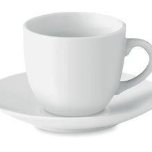 Set Café con Taza y Plato de Cerámica Blanco