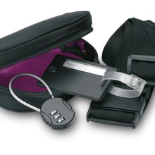 Set con candado, cinta e identificador para maleta Negro