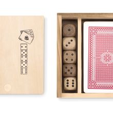 Set de cartas y dados en caja de madera Madera
