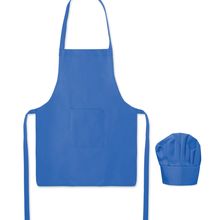 Set de cocina infantil con delantal y gorro en RPET Azul Royal