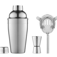 Set de coctel 500ml con medidor y colador Plata Brillo