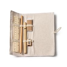Set de escritura con estuche de yute y algodón Crudo