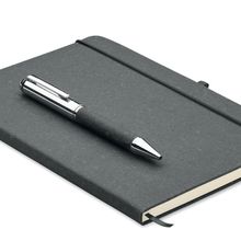 Set Libreta A5 con Bolígrafo Piel Reciclada Negro