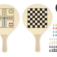 Set de palas de playa con pelota y juegos de mesa Madera