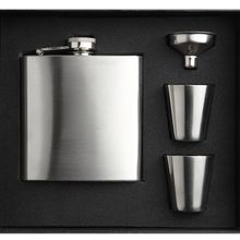 Set Petaca 175ml con 2 vasos de chupito y embudo Plata Mate