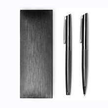 Set roller y portaminas metal oscuro con estuche Negro Tinta Azul