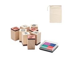 Set Sellos Navideños Madera y Tinteros Beig