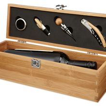 Set vino en caja bambú con espacio para 1 botella Madera