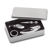 Set vino en caja de metal Plata Mate