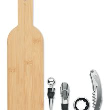 Set vino con estuche de bambú forma de botella Madera