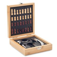Set de vino con tablero de ajedrez Madera