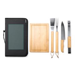 Set barbacoa con accesorios de acero inox y madera | EXTRA_2 | 150 x 250