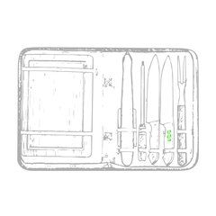 Set Barbacoa Funda de Nylon | Mango utensilio 3 cara A | 8 x 30