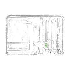 Set Barbacoa Funda de Nylon | Mango utensilio 4 cara A | 8 x 30