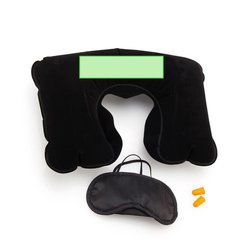 Set de descanso con almohada, antifaz y tapones | Centrado en la almohadilla | 150 x 60