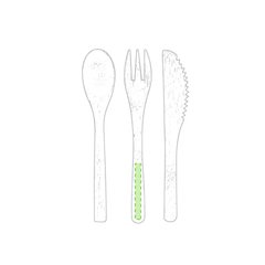 Set ecológico con 3 cubiertos de bambú y funda de algodón | En el mango del tenedor | 50 x 5