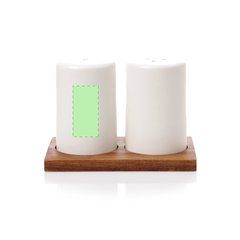 Set Salero Pimentero Cerámica con Base de Acacia | cuerpo bote 1 | 20 x 40