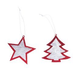 Set de 2 adornos de navidad con forma de árbol y estrella de non-woven