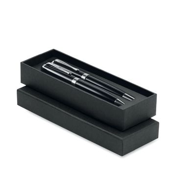 Set de bolígrafo y roller de acero inoxidable Negro