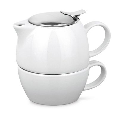 Set de Té 3 en 1 Cerámica/Inox Blanco