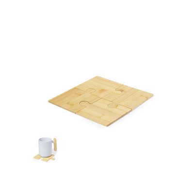 Set de posavasos puzzle de bambú