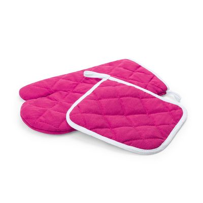 Set de 2 piezas para la cocina con agarrador y manopla Fucsi