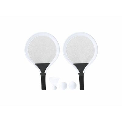 Set de juegos con raquetas pelotas y pluma Bla