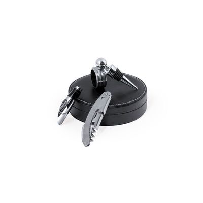 Set de Vinos Inox y Polipiel Neg
