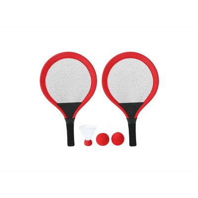 Set de juegos con raquetas pelotas y pluma Roj