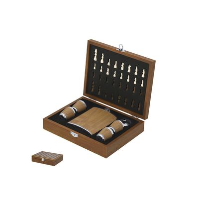 Set con Petaca Vasitos y Tablero Ajedrez