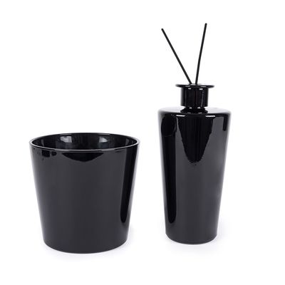 Set premium con vela y mikado aromática Negro