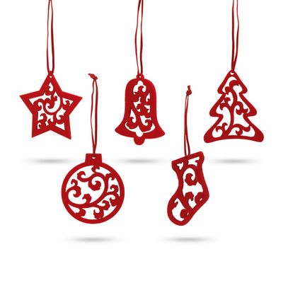 Set 5 Colgantes Navideños Fieltro