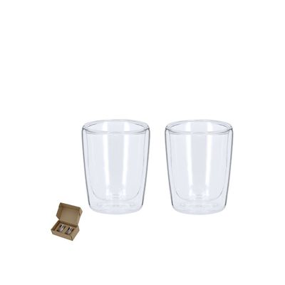Set de 2 vasos de cristal doble pared 65 ml