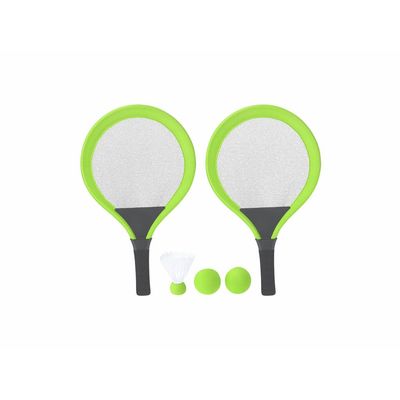 Set de juegos con raquetas pelotas y pluma Vec
